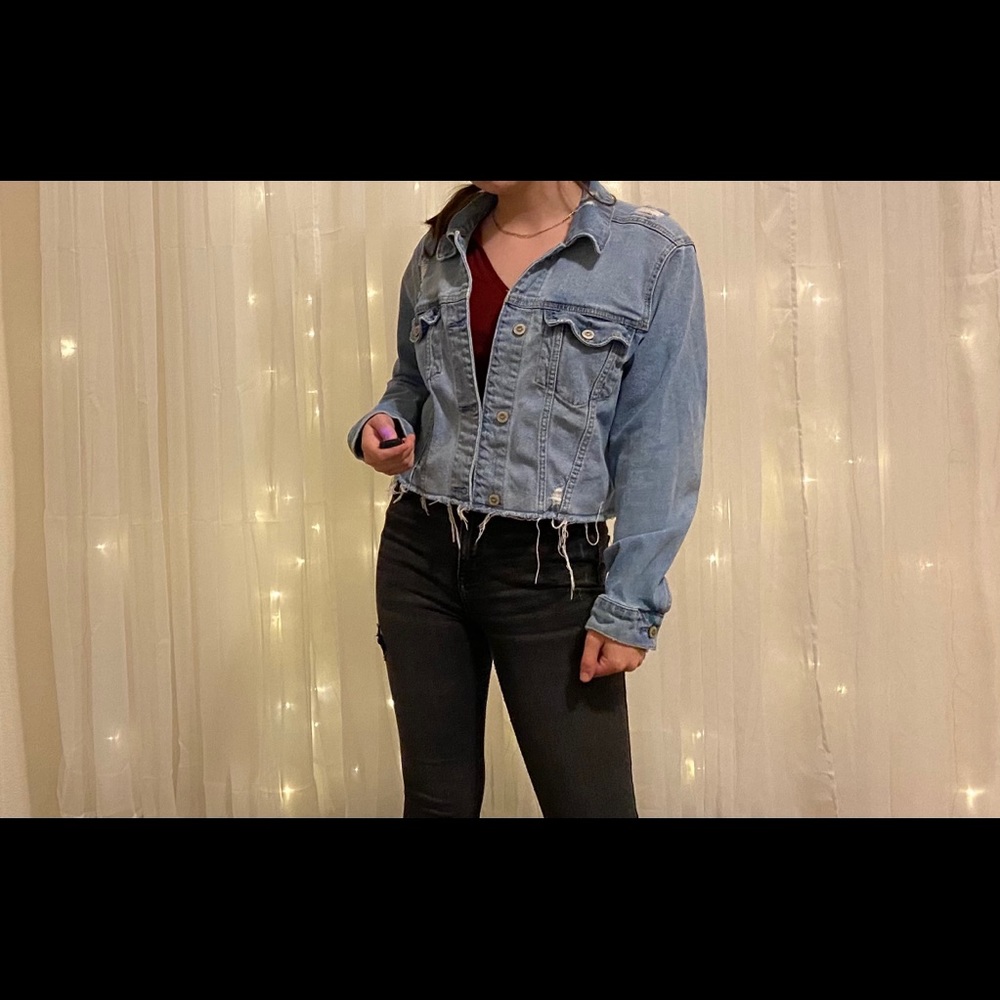 cropped jean jacket